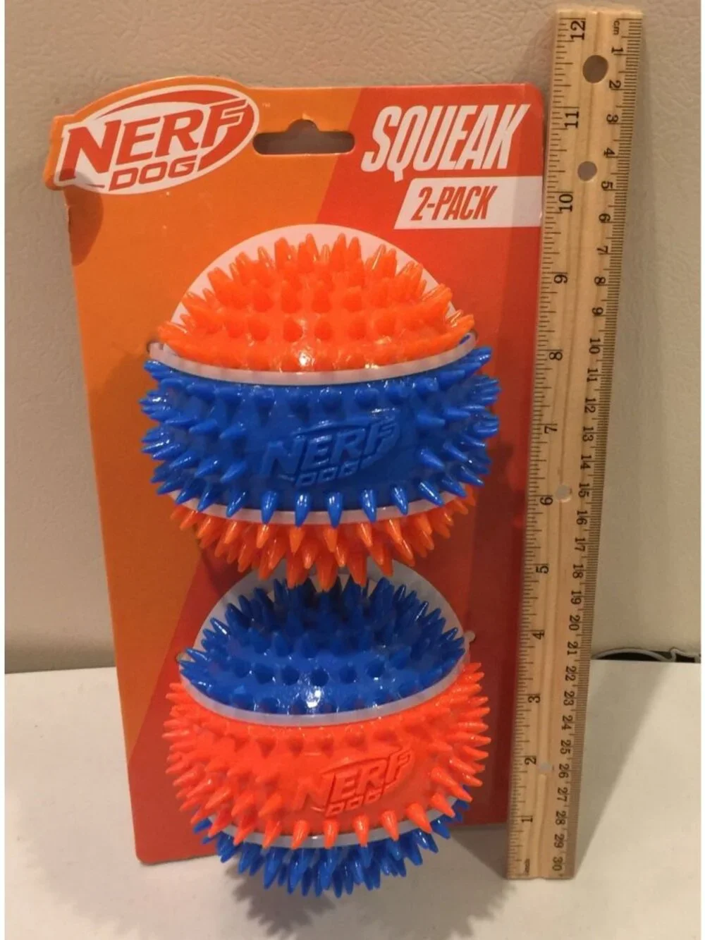 NERF DOG Spiky Blue Orange Balls Set of 2 Squeak